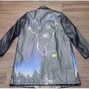 Dolls Kill x DC Batman Gotham City Vegan Leather trench coat